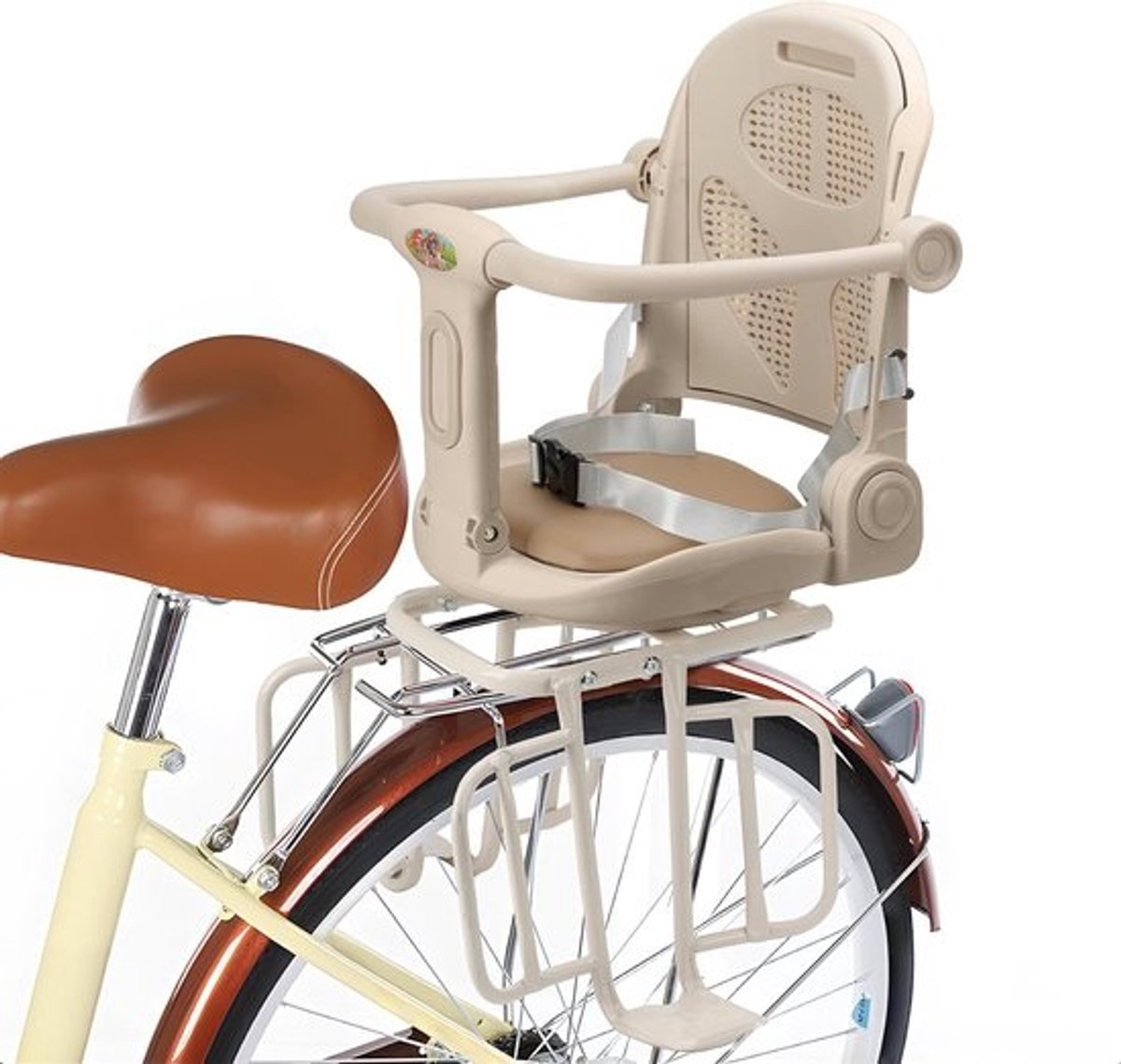 Kinderfietsstoel Achter - Fietsstoel Kinder - Veilig Vervoer - 3 standen verstelbaar - Tot 25 kg - Khaki