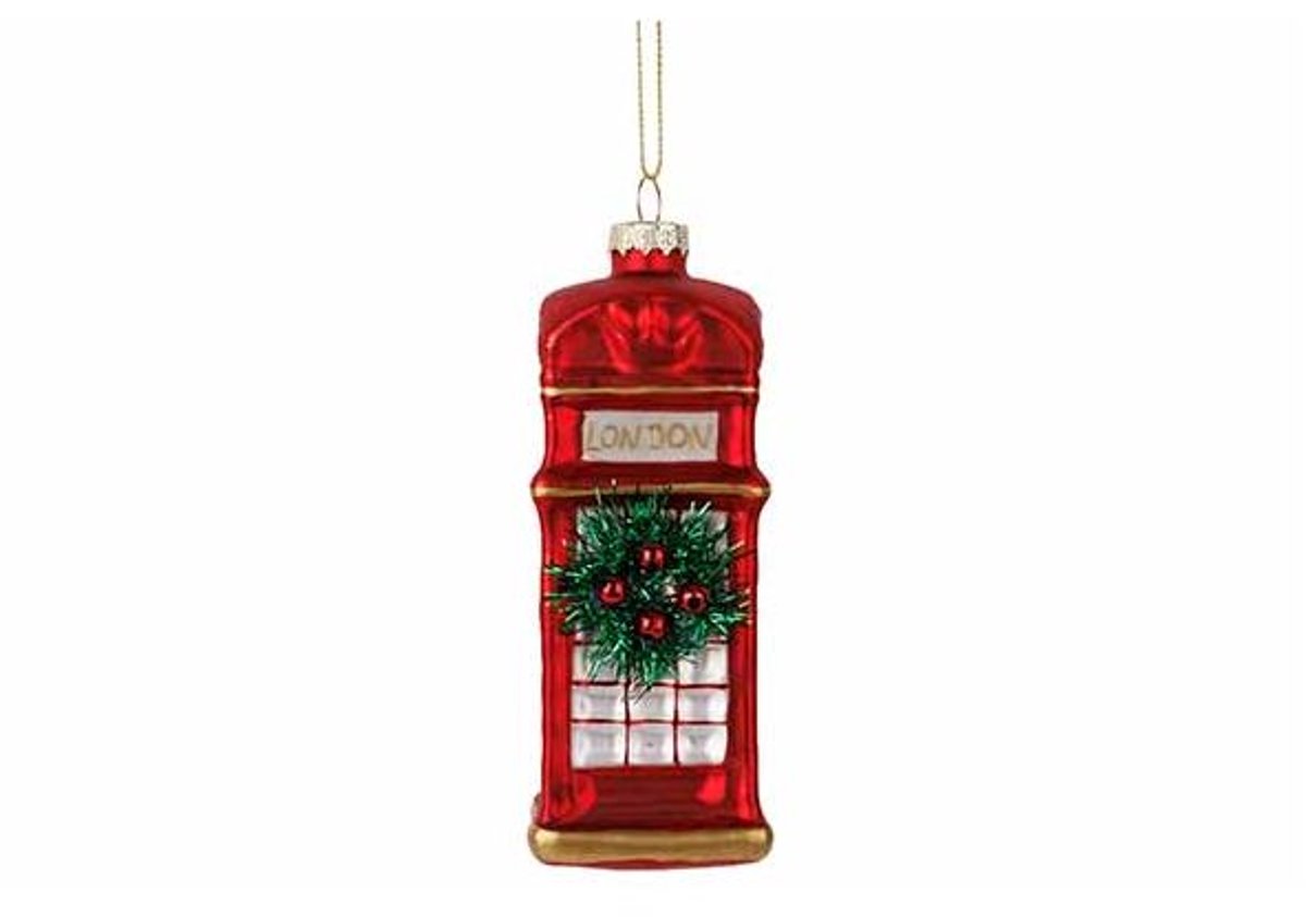 Hanger - Phone Booth - rood - H12cm - glas