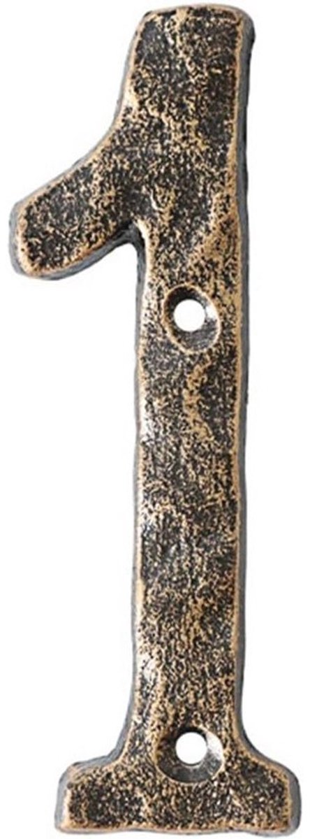 Rijklaar Huisnummer 14 cm Brons - Modern Metalen Deurnummer met Schroeven - Buiten/Binnen