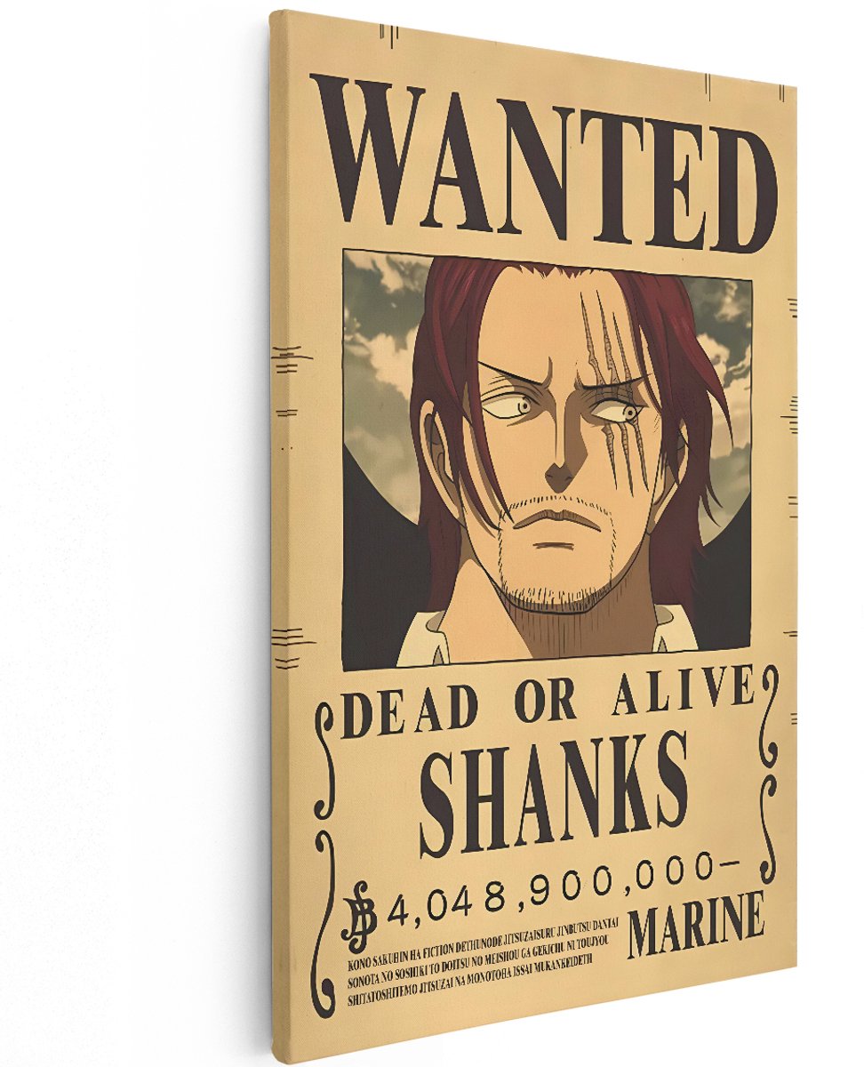 Artaza Canvas Schilderij Shanks - 120x180 cm - Groot - Wanddecoratie One Piece - Muurdecoratie Anime - Schilderijen Jongenskamer