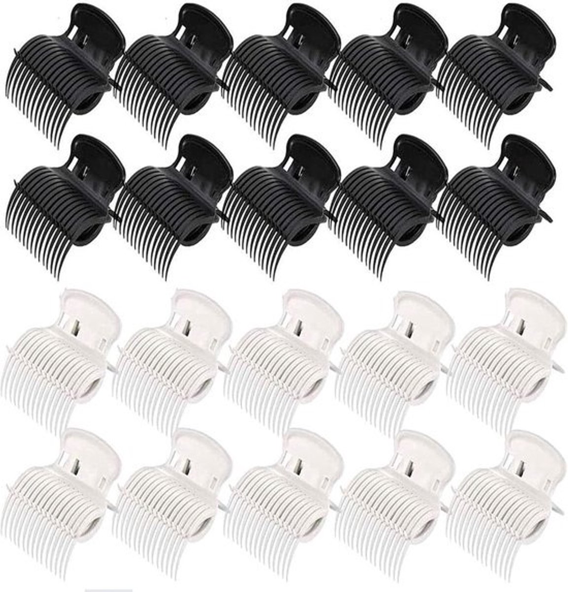 Krultang Clips - Haarrollers Klemmen - Haar Stylen - Hittebestendig Plastic - 24 Stuks - Zwart Wit