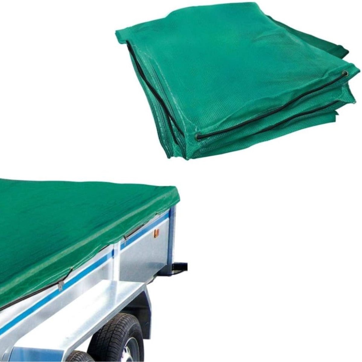 Lìon® Aanhangernet - Aanhangernet Fijnmazig - Aanhangwagennet - Groen - 250cm x 450cm x 1cm