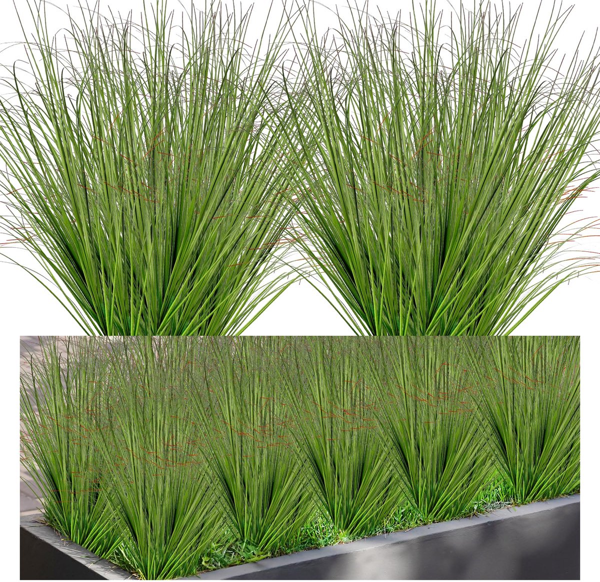16 Bundels Kunstgras - Levensecht Weerbestendig - Voor buiten decoratie in bloembakken en tuin - Groen 50 cm