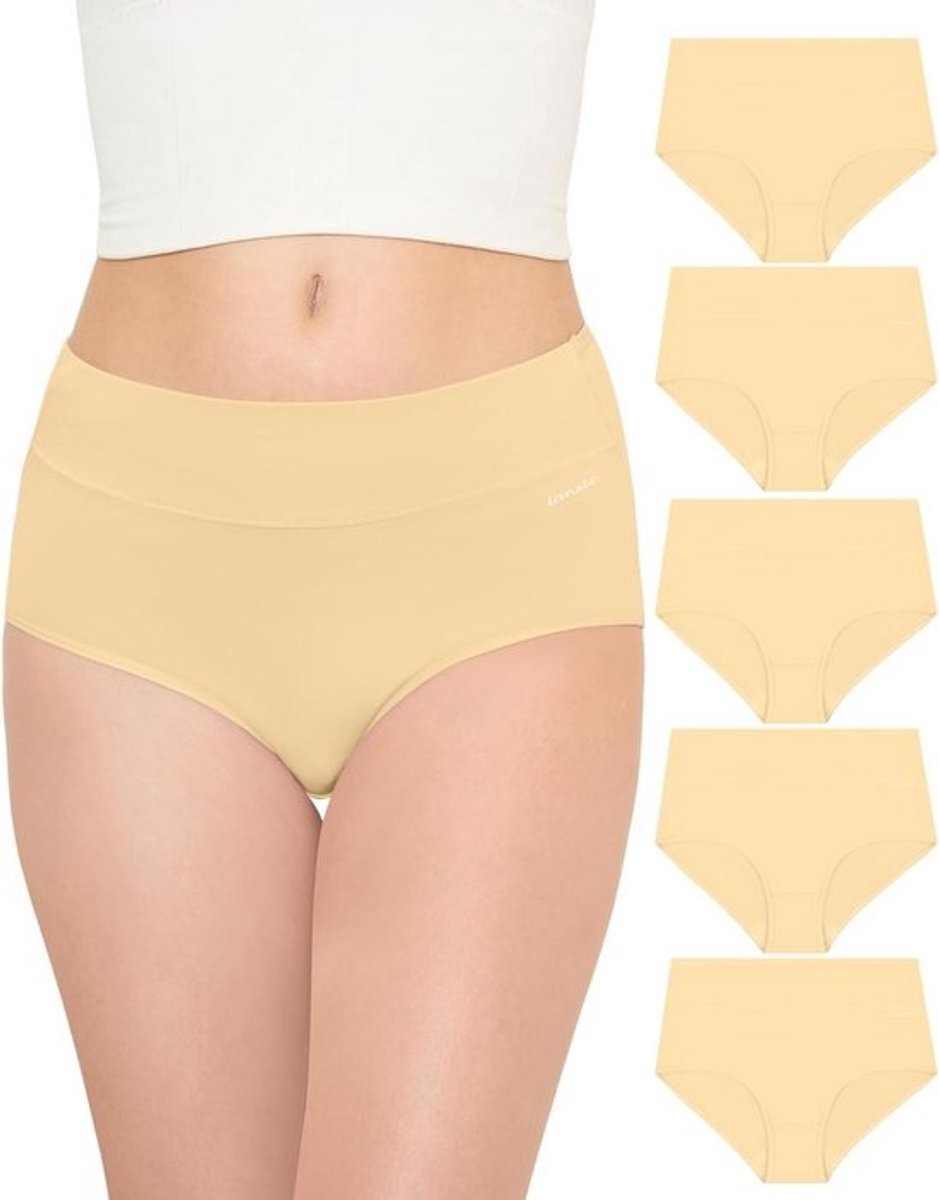 Hoge Taille Dames Onderbroeken - Zachte Katoenen Hipsters, Pak van 5, Ademend en Stretch