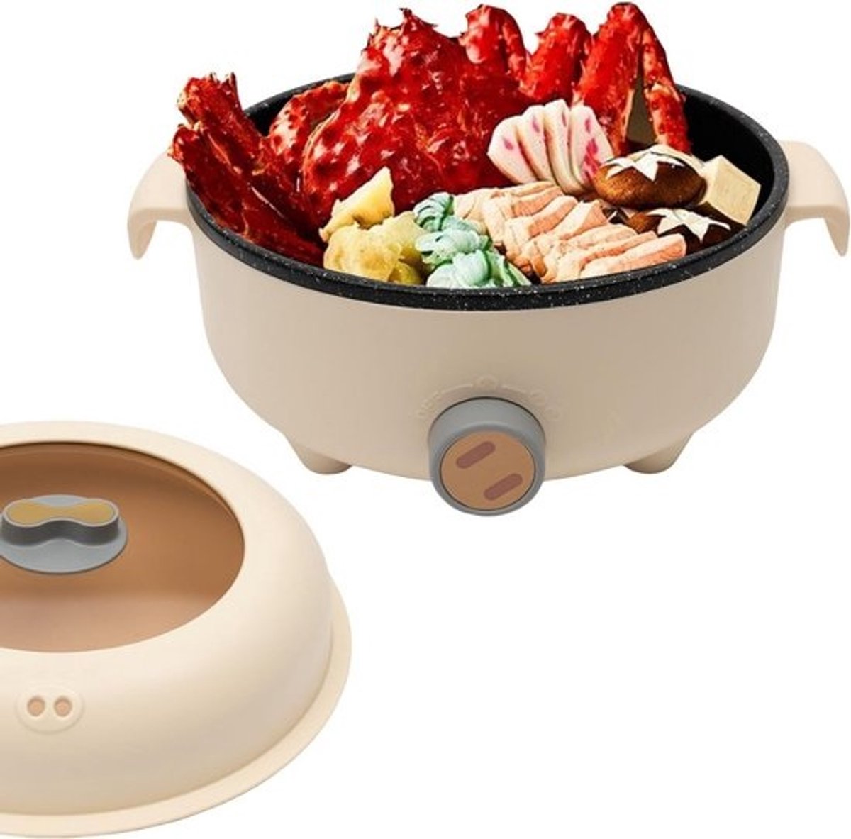 Elektrische Mini Multikoker en Stoompan 1.5L - Draagbaar Voor Koken en Stomen