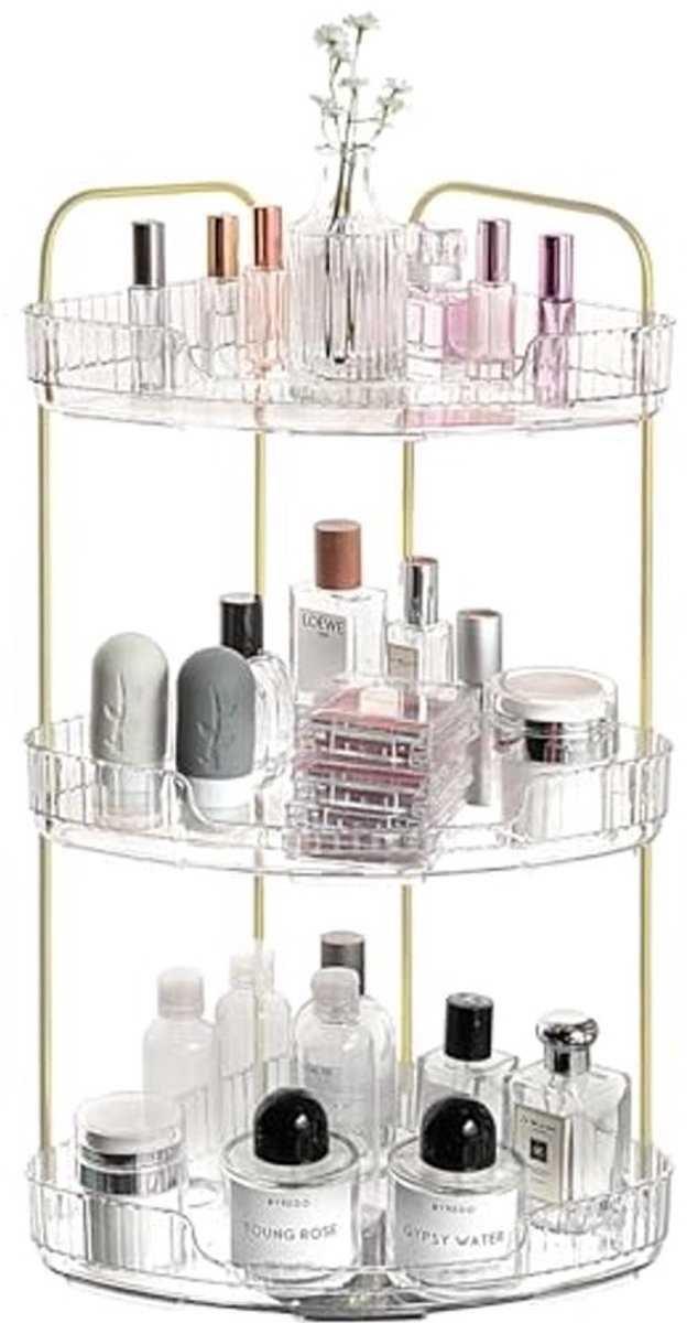 Transparante Make-up Organizer met 3 Lagen voor Badkamer en Slaapkamer