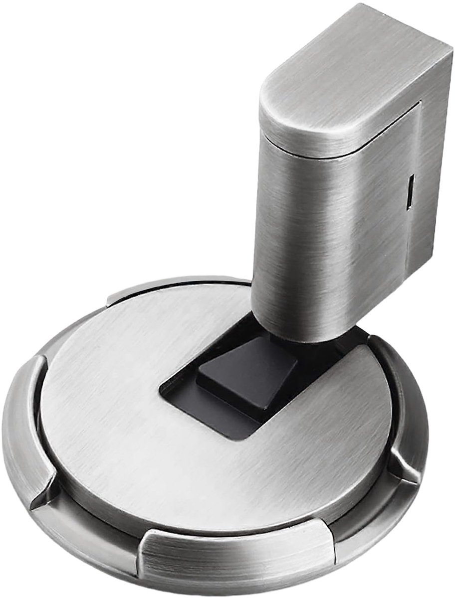 Deurstopper - Zelfklevend Magnetisch - Verstelbaar en Zonder Boren - Voor Deuren, Vloeren en Wanden - Geborsteld Nikkel