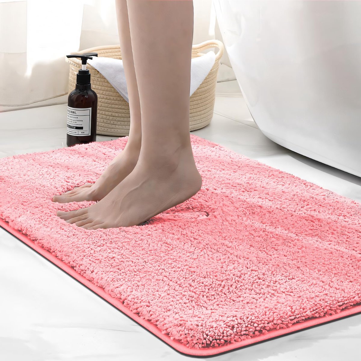 Badmat - Microvezel - Super Absorberend - 2 cm dik - Roze, 50 x 80 cm
