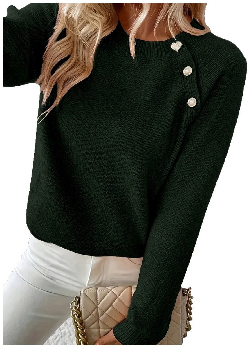 Currero Sweater Dames Sweaters Sweatshirt Hoodie Warme Trui Pullover Jumper Crewneck Vest Donkergroen