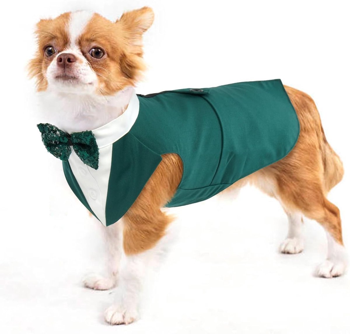 Formele Hondenkleding Tuxedo voor Bruiloften, Kostuums voor Honden, Chihuahua Kostuum in Donkergroen (S)