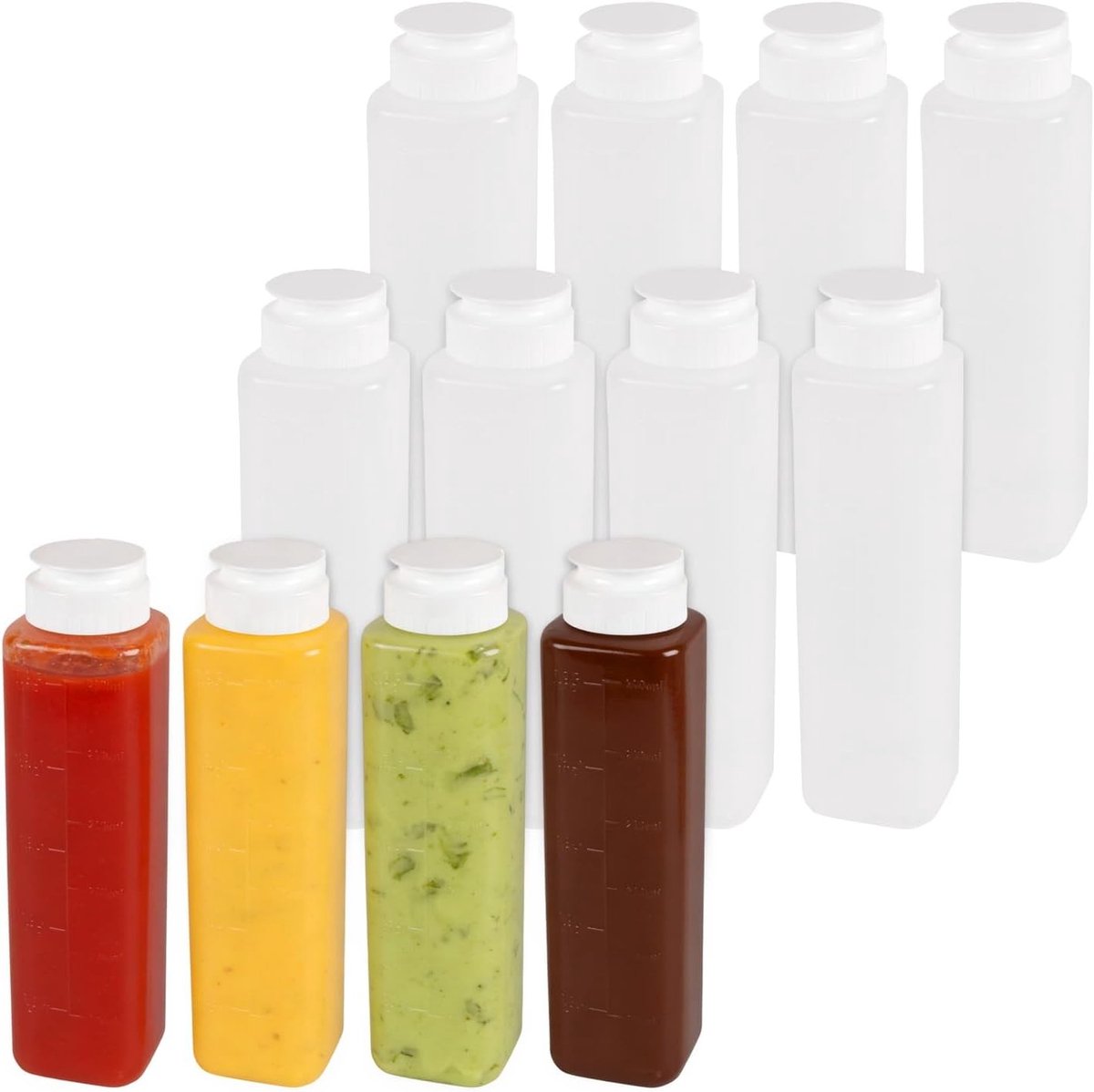 Knijpfles - Transparant - 300 ml - Kunststof Squeeze Fles - Voor Sauzen en Dressings