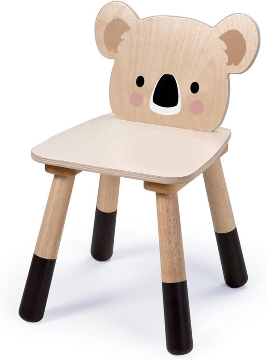 Houten kinderstoel - Peuterstoel krukje - Spelen en knutselen - Koala thema rug - 30x32x48 cm - Veelkleurig