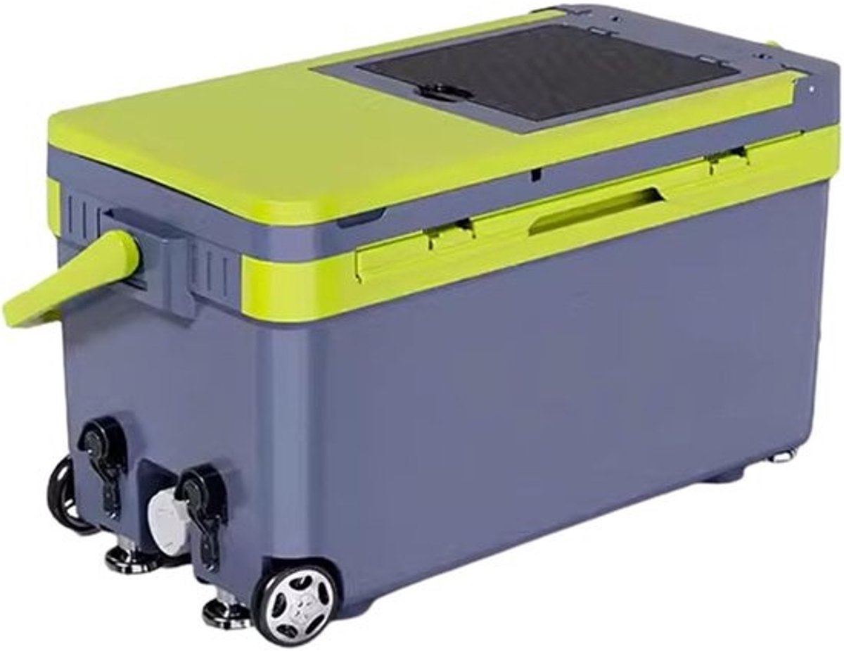 Multifunctionele Viskist - Koelbox Vervoer - Vissen Lange Dag - Met Rugleuning Wielen - 40 Liter Capaciteit - Blauw