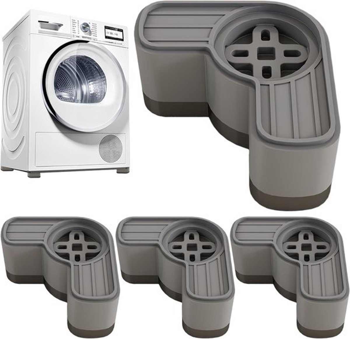 Anti-vibratie pads - Stabilisator voeten - Wasmachine stabiliseren - Schokabsorberend ontwerp - 92 x 45 cm - Zwart
