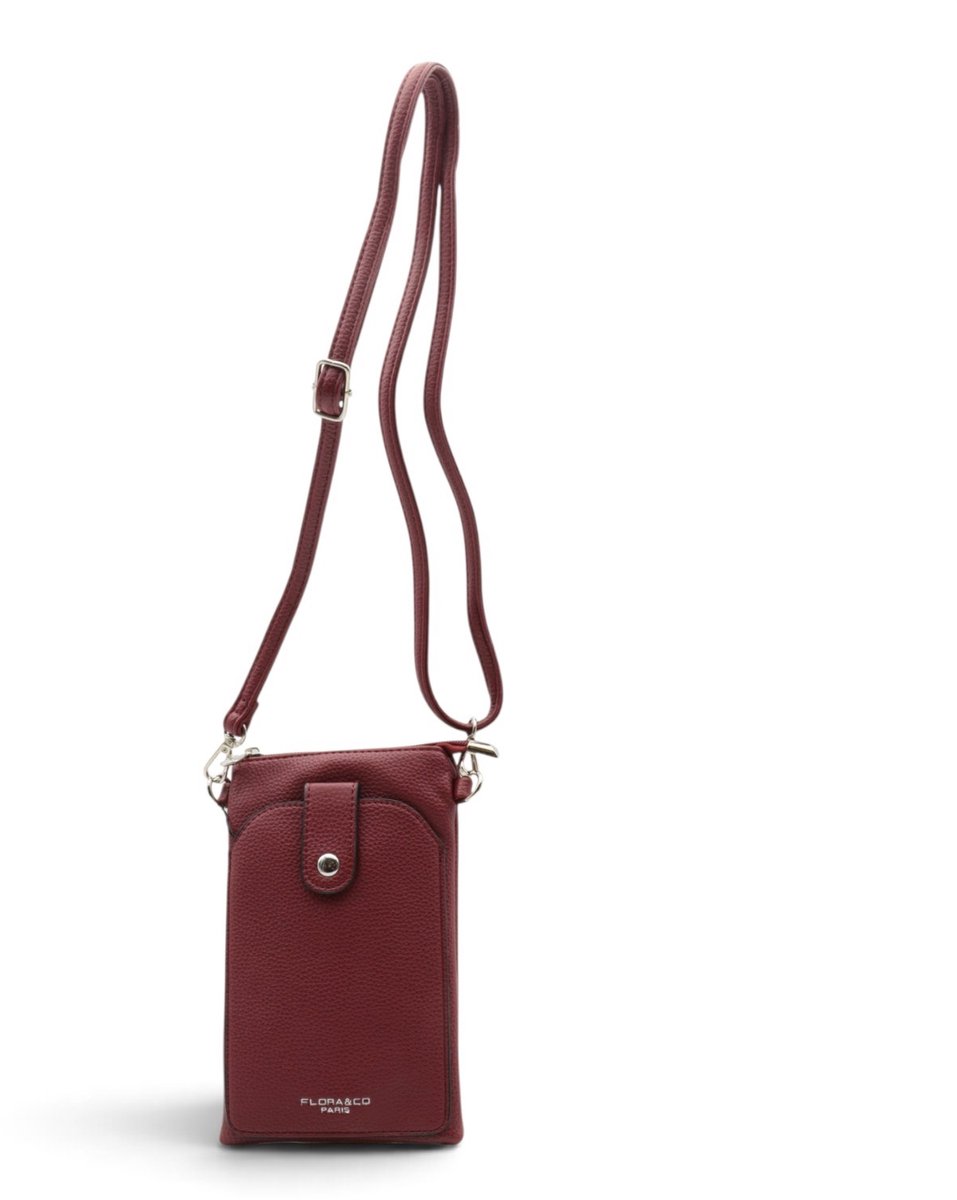 Flora&Co - Paris - Handig Crossbody hand/telefoontasje voor mobiel - gsm - bordeaux