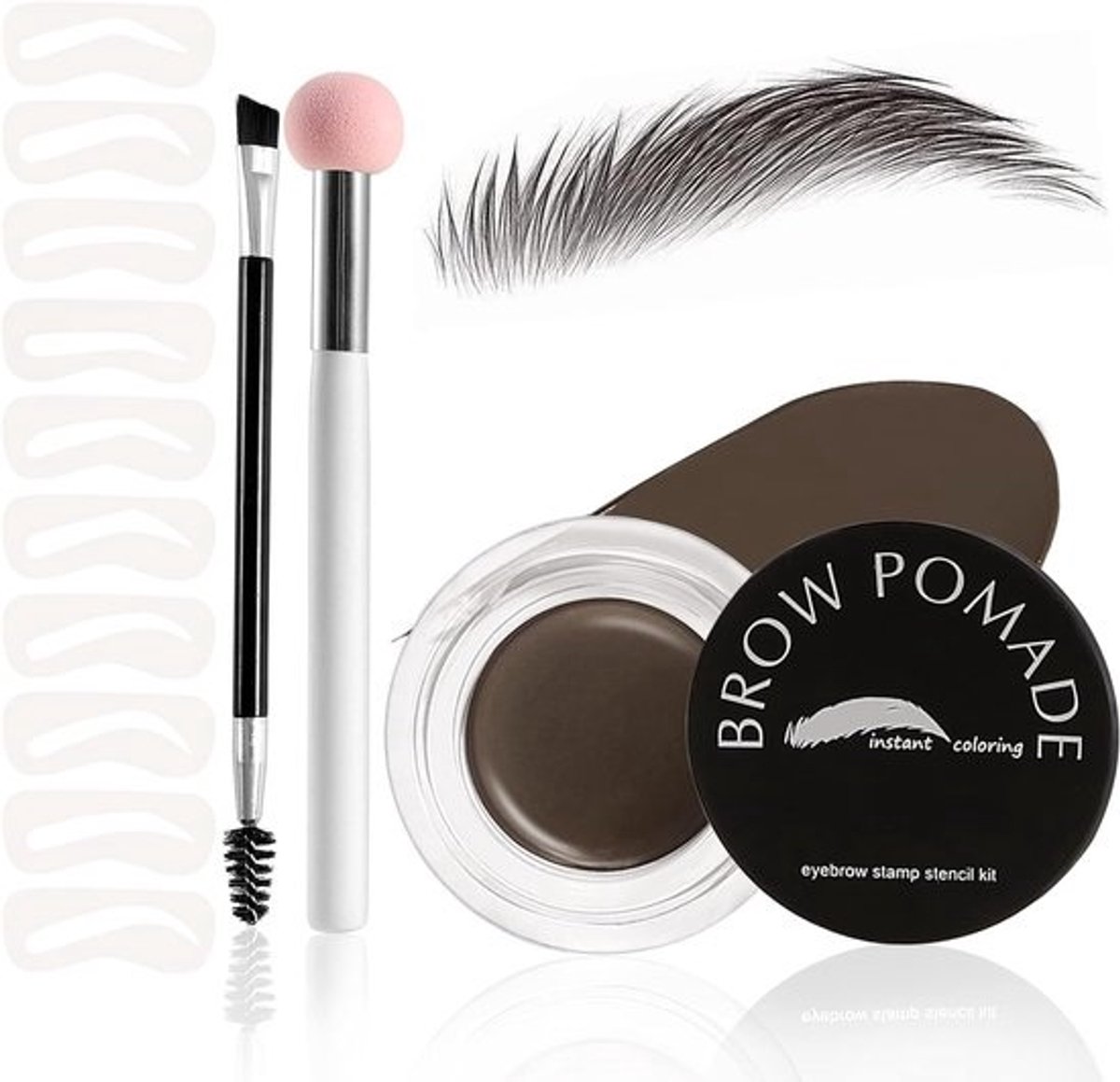 Wenkbrauw Stencil Kit - Wenkbrauw Pomade Gel - Snelle Make-up - 10 Herbruikbare Sjablonen