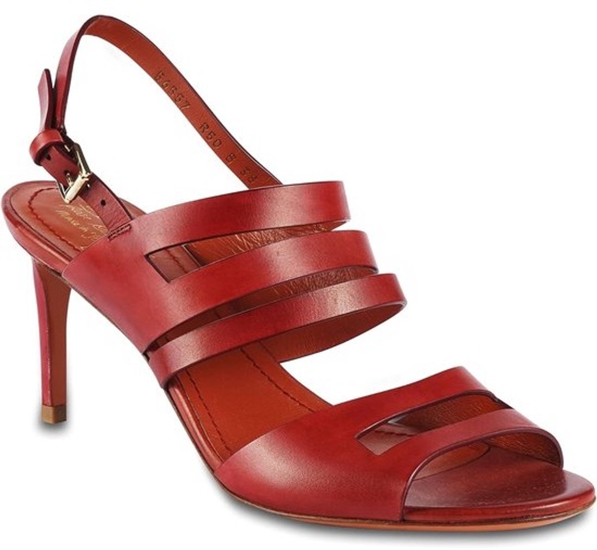 Dames Sandalen - Hoge Hakken - Feestelijke Gelegenheid - Leren Bandjes - 7cm Hakhoogte - Rood