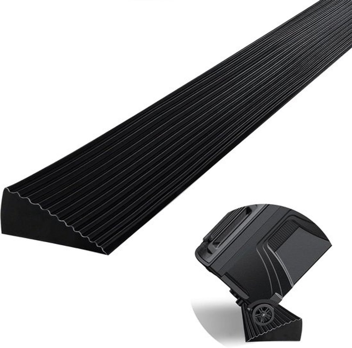 Drempelhelling Rubber - Oprijplaat Antislip - Rolstoel Toegankelijkheid - Flexibel Op Maat - 90 x 8 x 1.5 cm - Zwart