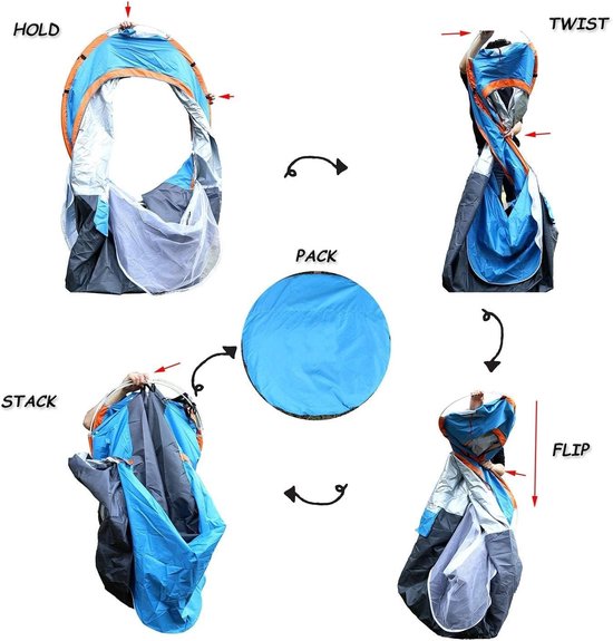 Waterdichte Pop-up Tent voor 2 Personen, Automatische Ultralichte Tent voor Buiten, Perfect voor Kamperen, Strand en Wandelen — afbeelding 4