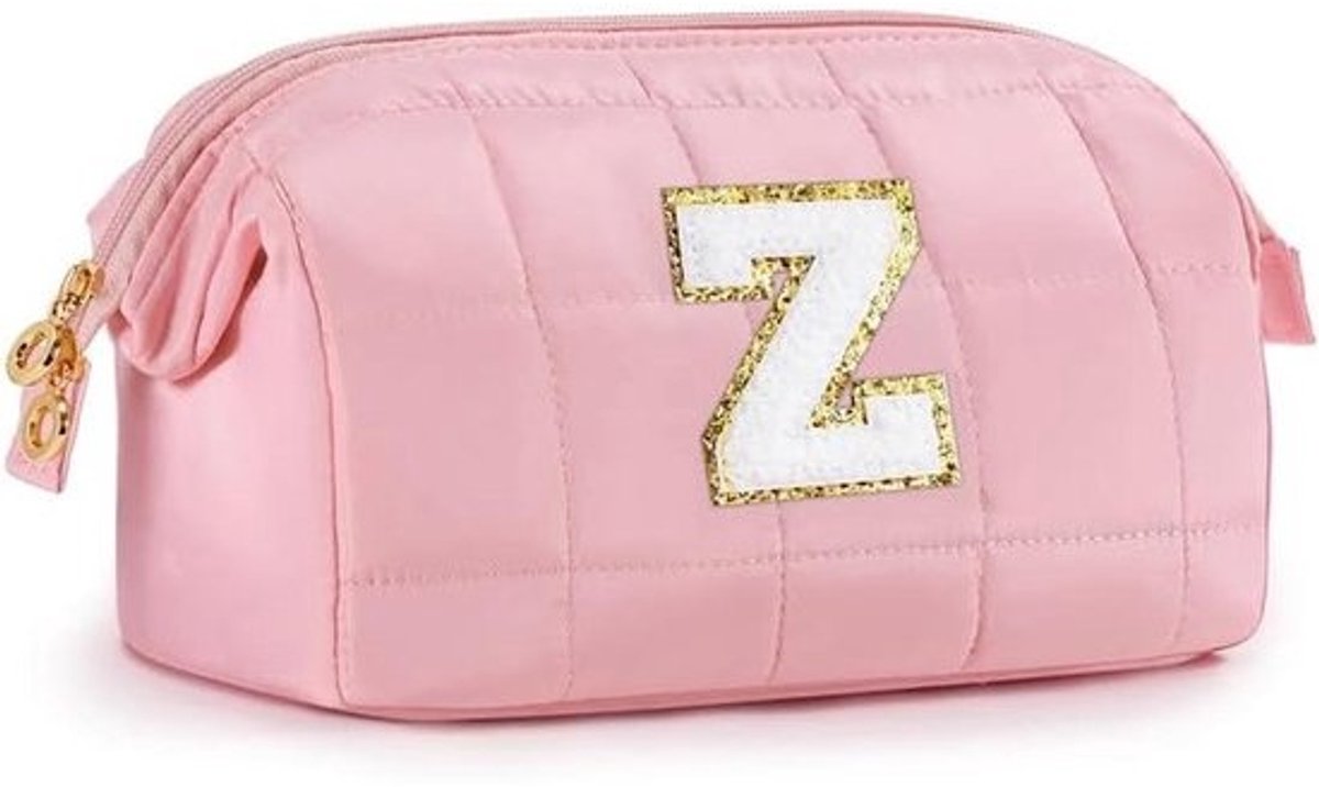 Gepersonaliseerde Make-up Tas met Initialen voor Dames en Meisjes | Ruime Toilettas