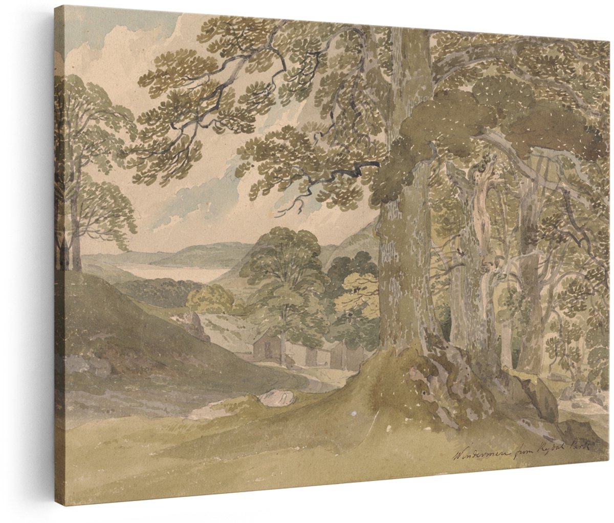 Artaza Canvas Schilderij Landschap - 180x120 cm - Groot - Wanddecoratie Natuur - Muurdecoratie Vintage - Decoratie Boom - Schilderijen Op Canvas