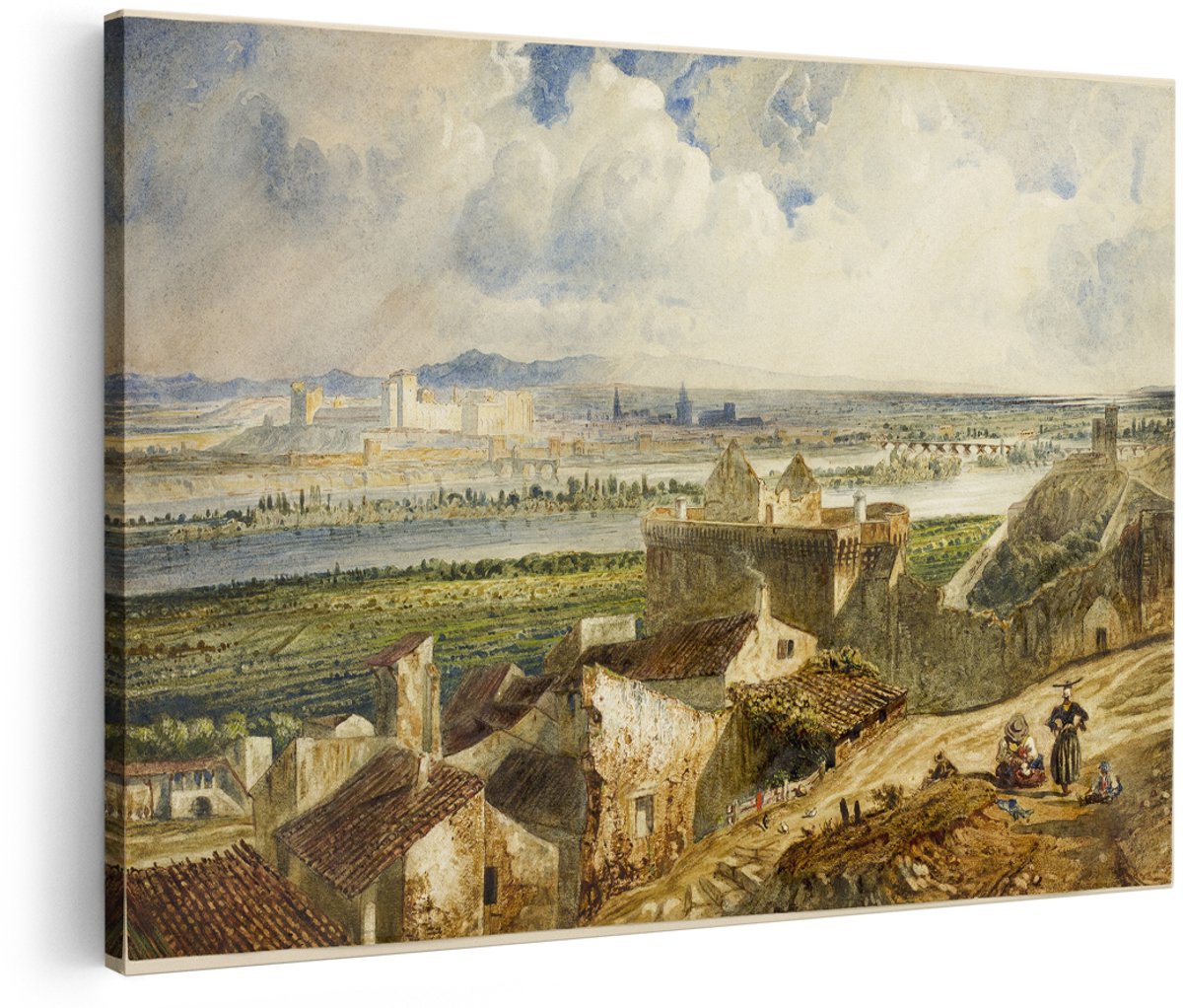 Artaza Canvas Schilderij Stadsgezicht - 180x120 cm - Groot - Wanddecoratie Landschap - Muurdecoratie Panorama - Schilderijen Op Canvas Rivier