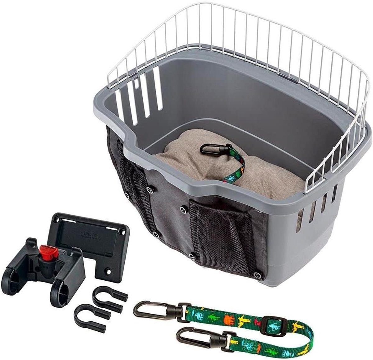 Fietsmand Hond - Reisbox Huisdier - Samen Fietsen - Snelkoppelingssysteem - 47 x 35.5 x 34.5 cm - Grijs