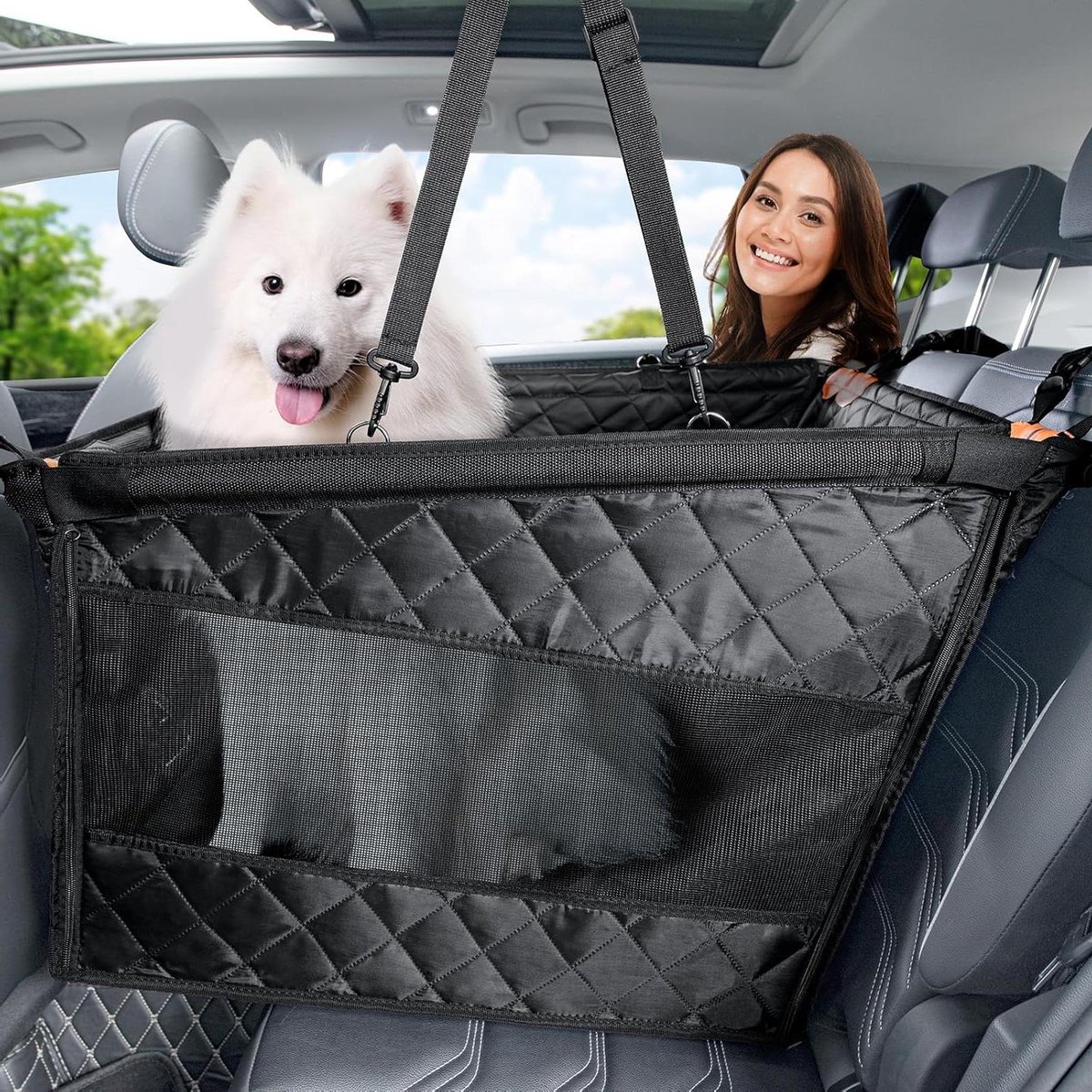 Honden autostoel - Reis zitje - Veilig reizen - Extra stabiel ontwerp - 70 x 61 cm - Zwart
