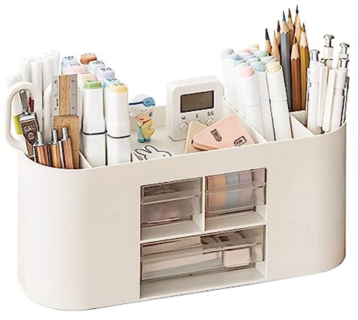 Pennenhouder en bureau-organizer, 10 vakken met dubbellaags ontwerp, opbergdoos met grote capaciteit voor potloden en kantoorbenodigdheden