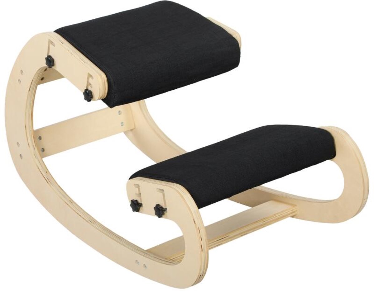 Kniezitstoel‑ergonomisch‑hout‑schommelfunctie‑verstelbaar‑thuiskantoor