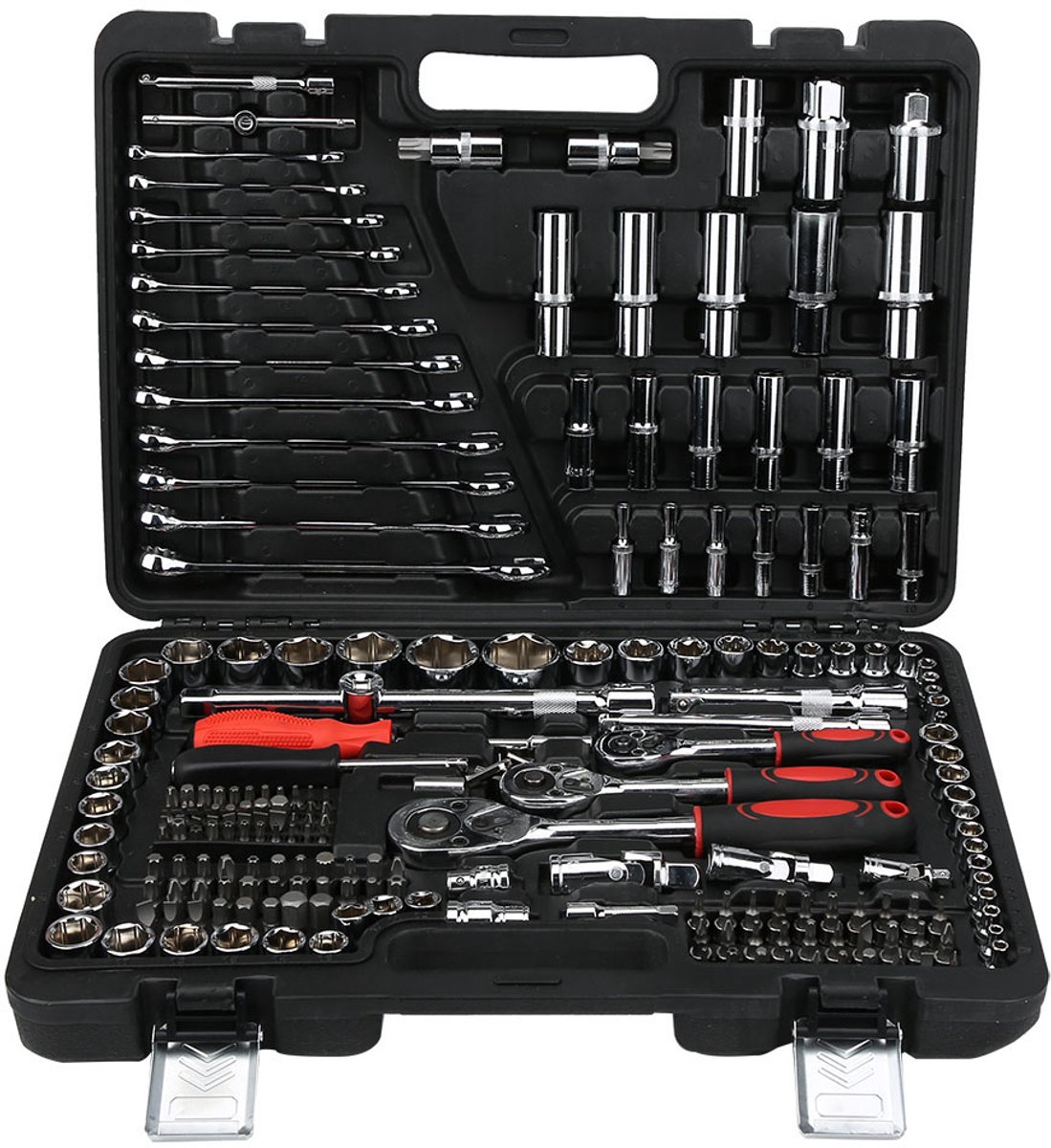 Doppenset 215-delige in koffer - Doppen en bit-set - Gereedschapskoffer - Chroomvanadium - 1/4 inch, 3/8 inch en 1/2 inch volledige ratels en doppen - Eenvoudig op te bergen en mee te nemen