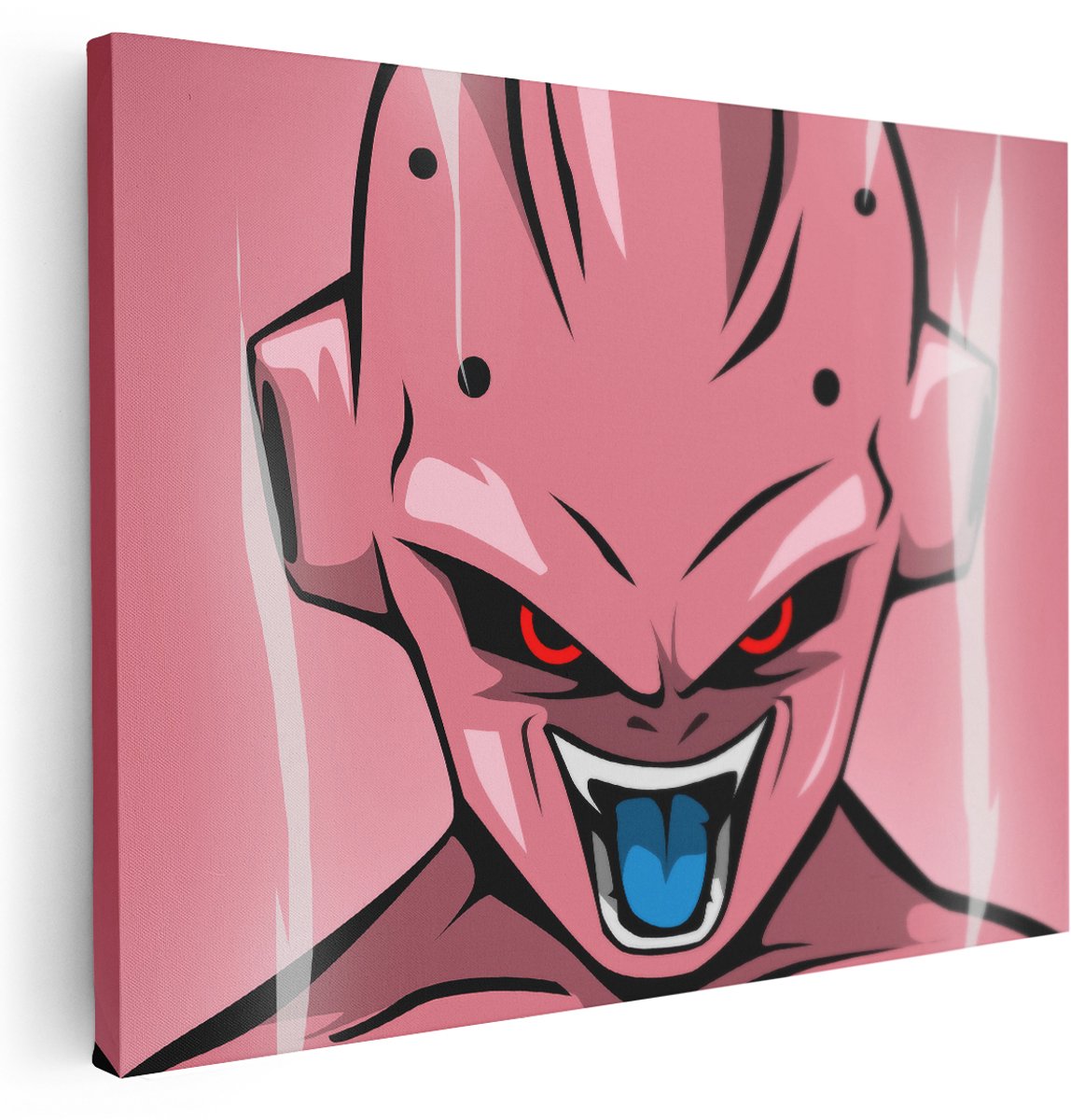 Artaza Canvas Schilderij Kid Buu - 160x120 cm - Groot - Wanddecoratie Anime Karakter - Muurdecoratie Jongenskamer - Decoratie Dragon Ball - Roze
