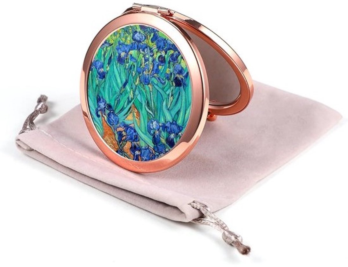 Compact Spiegel in Roze Goud - Vouwbare Mini Pocket Spiegel - Draagbare Handspiegel met Dubbele Vergroting voor Vrouwen en Meisjes