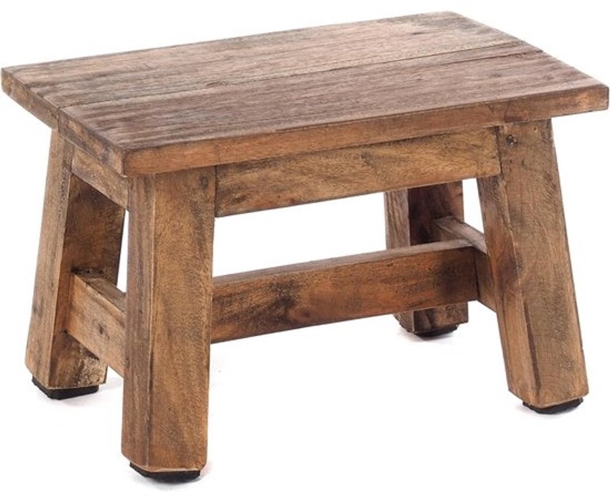 Rustieke Voetenbank van Vintage Hout - Multifunctioneel Mini-Krukje 21x30x20 cm