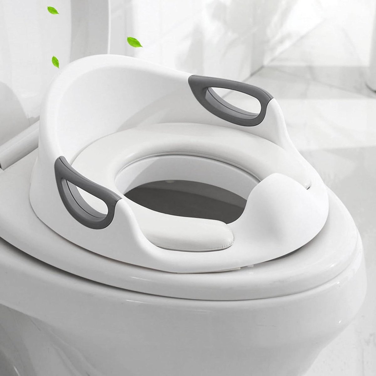 Kinder Toiletbril - Toiletverkleiner Kind - Zindelijkheidstraining - Met Rugleuning Handvat - 1-7 Jaar - Wit