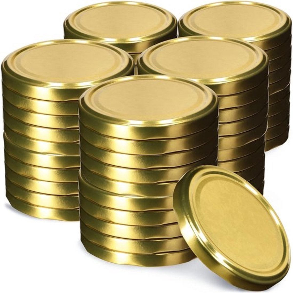 50 Stuks Schroefdeksels met Zes Schroefdraad voor Weckpotten 66 mm Goud