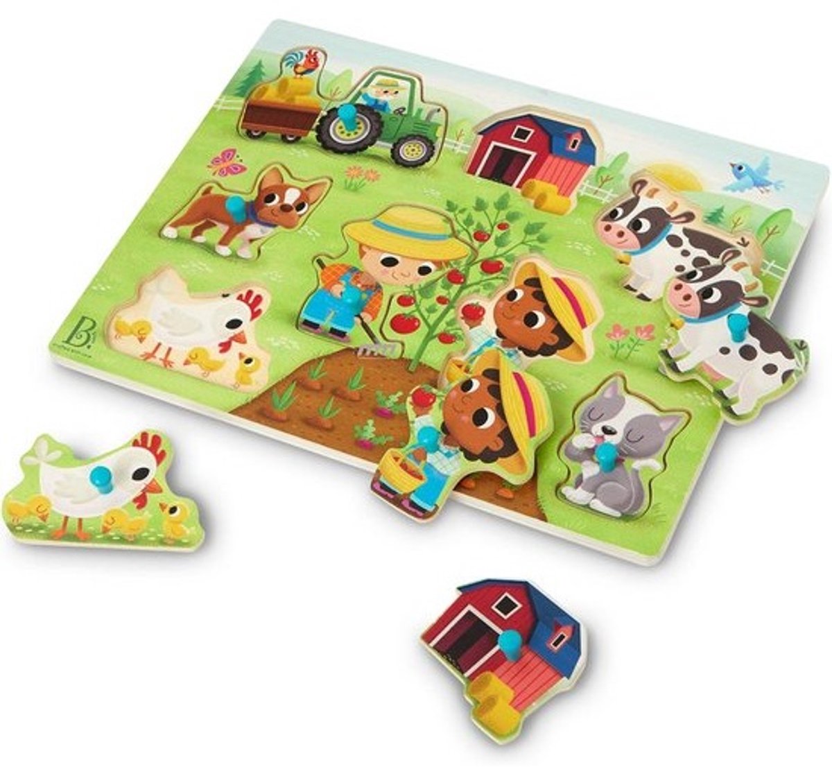 Houten Dieren Boerderij Puzzel voor Peuters - 8 Stuks - Educatief Speelgoed voor Kinderen 2 Jaar en Ouders