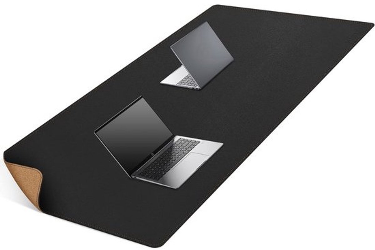 Grote Dubbelzijdige Bureauonderlegger 160x80 cm - Kurk en Leer - Waterdicht en Antislip Bureaubeschermer
