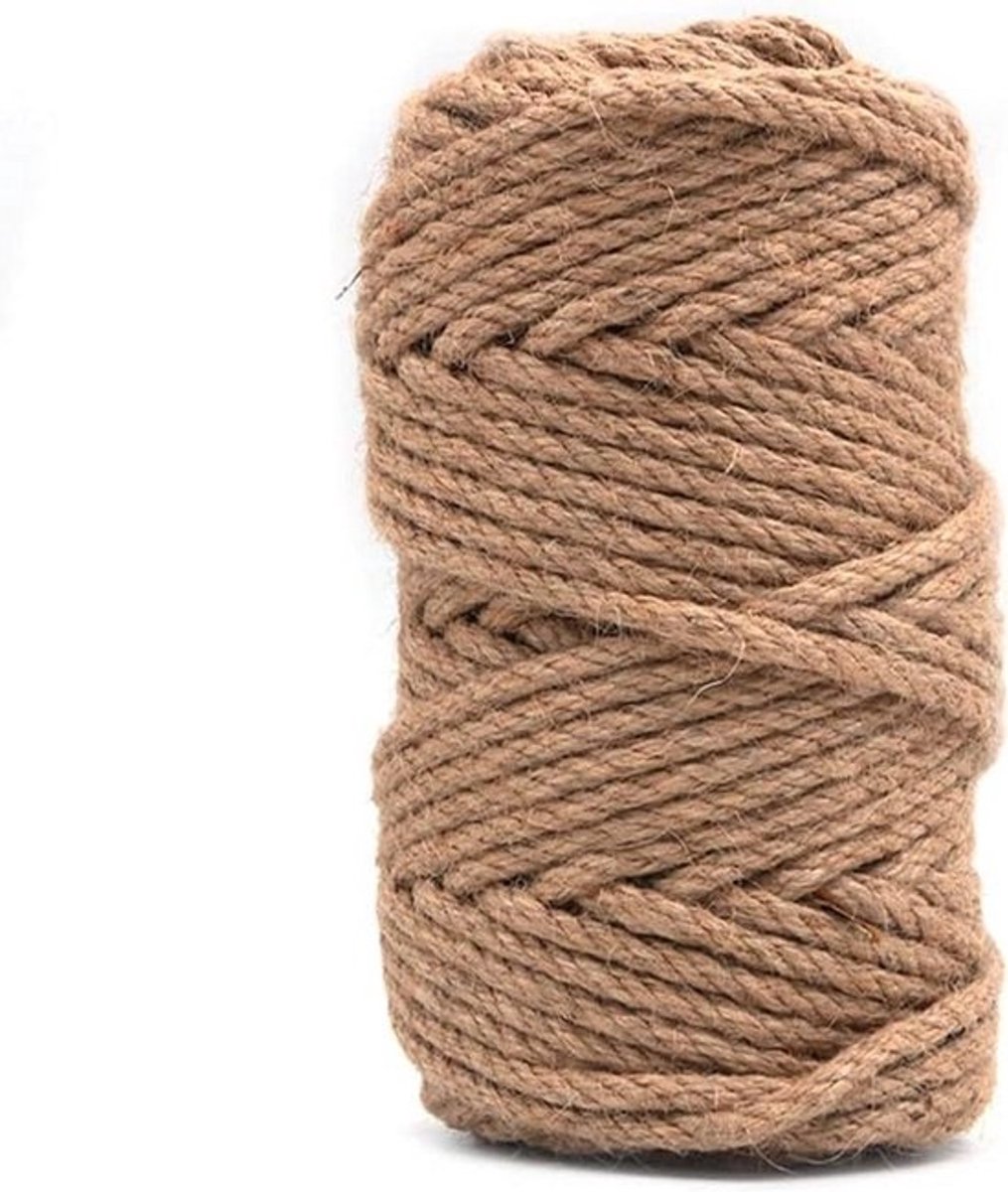Dikke Jute Touw 6mm Breed 50 Meter Rol voor Knutsels en Tuinieren