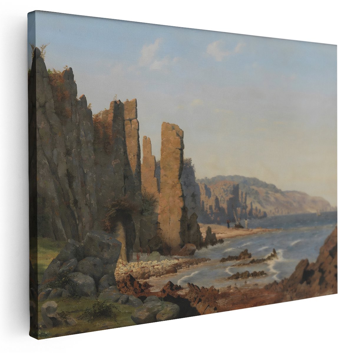 Artaza Canvas Schilderij Rotskust - 160x120 cm - Groot - Wanddecoratie Landschap - Muurdecoratie Zeilboten - Decoratie Woonkamer - Kamer Accessoires Natuur
