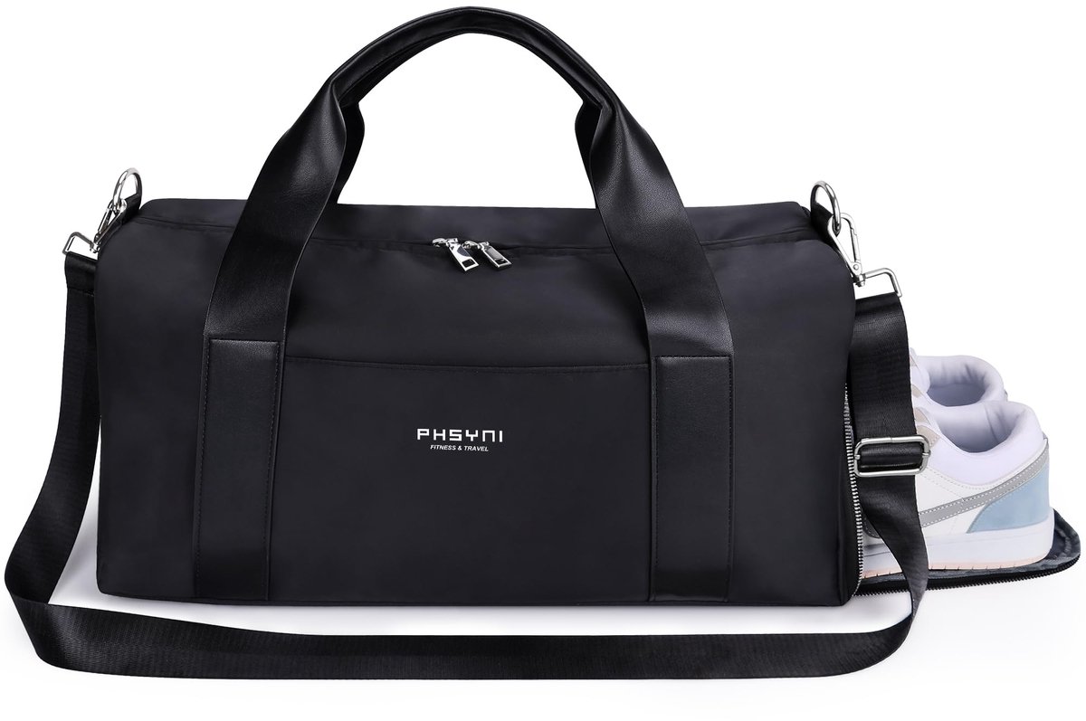 Kleine Sporttas voor Vrouwen & Kinderen,Met Schoenenvak & Waterdicht Zakje(15L,Zwart,16" Size(40 CM)) - ShopVlot
