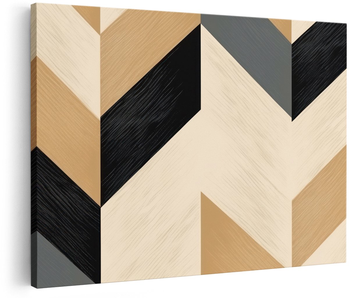 Artaza Canvas Schilderij Abstract - 150x100 cm - Groot - Wanddecoratie Geometrisch - Muurdecoratie Modern - Decoratie Woonkamer Industrieel - Beige