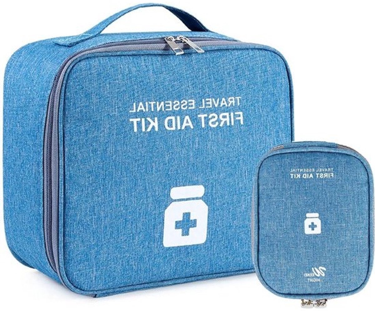 2 stuks lege waterdichte medicijntassen - Grote capaciteit medische noodtas voor onderweg - Blauw