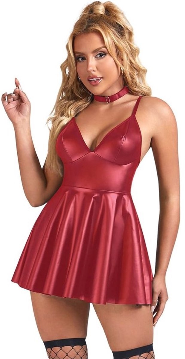 Leren mini-jurk voor dames - sexy lingerie en party outfit in kunstleer