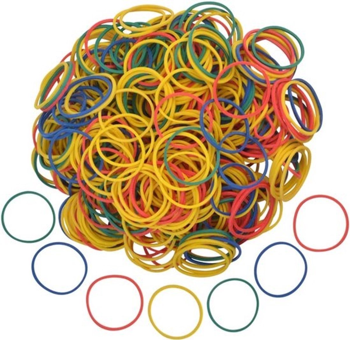 1000 Kleurrijke Rubber Bands - 2.5 cm Rekbare Elastieken voor Kantoor en Huishoudelijk Gebruik