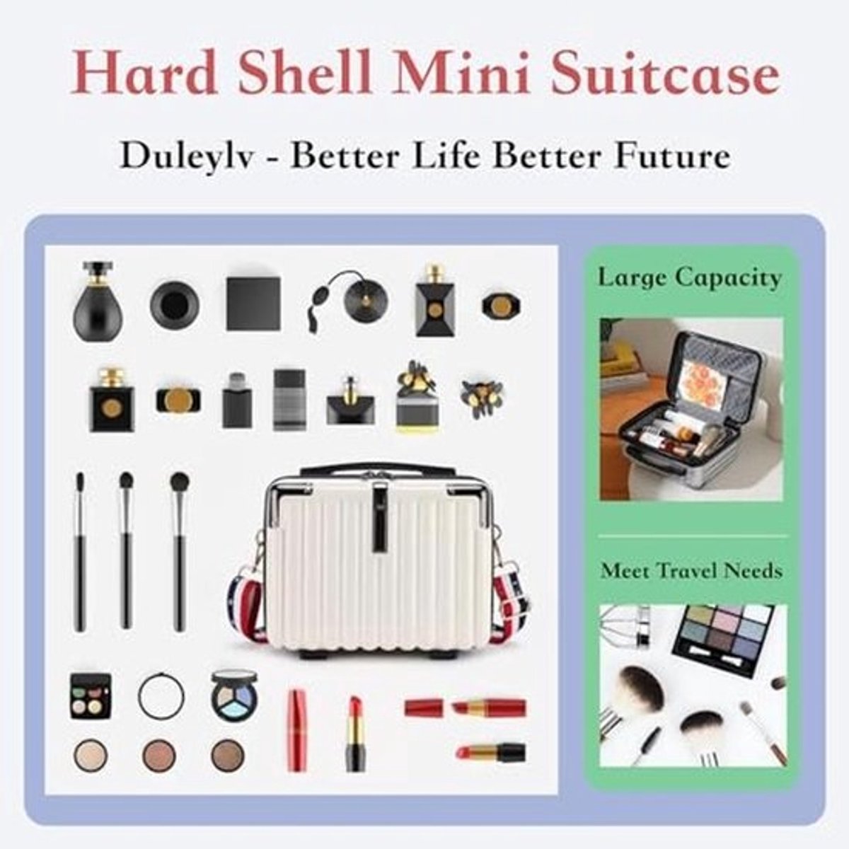 Mini Koffer Hard Shell Make-up Tas voor Vrouwen - Draagbare Cosmetische Case in Roze
