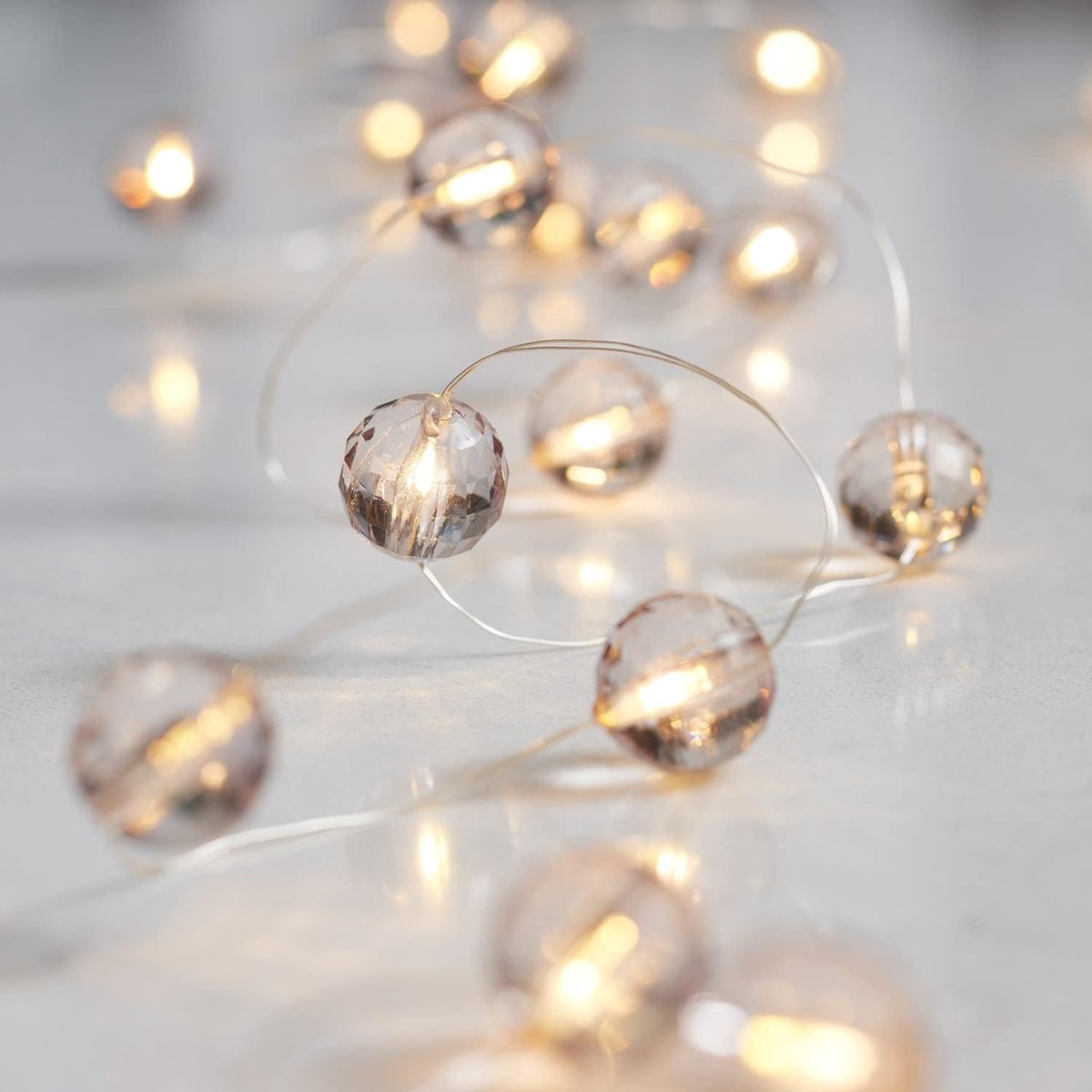 Thijox - 20-delige micro LED lichtsnoer met parels, op batterijen, timer, sfeerverlichting voor binnen, feest, kerst, tuin, decoratie