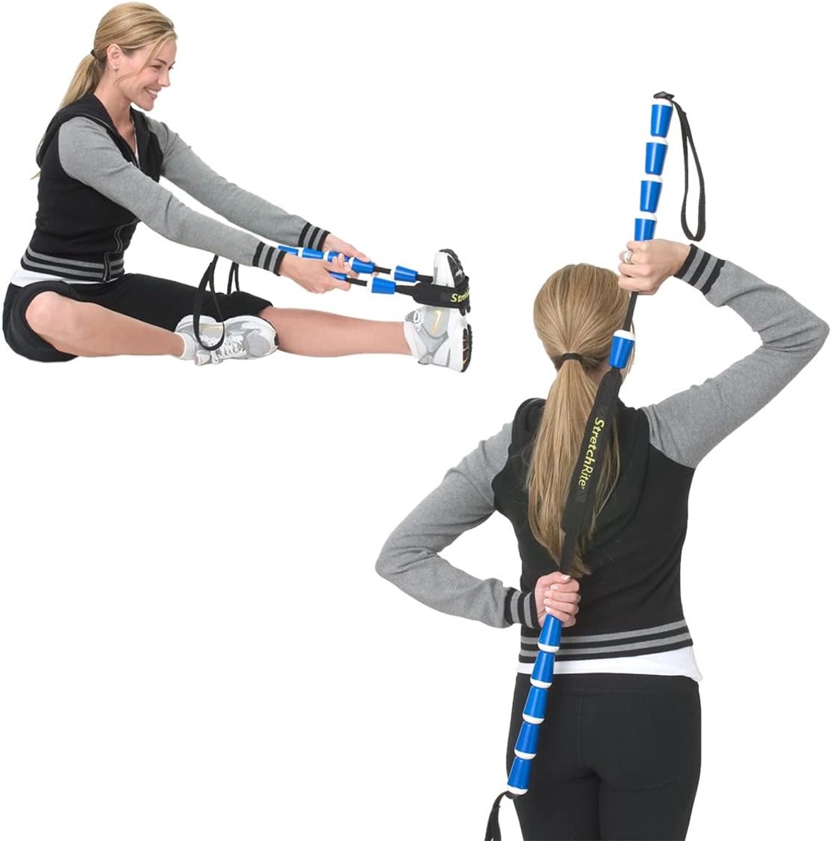 Thijox - ProStretch StretchRite Verstelbare Stretchband met Handgrepen voor Kuit-, Voet- en Lichaamsstretching - Ideaal voor Sporters en Runners - Inc