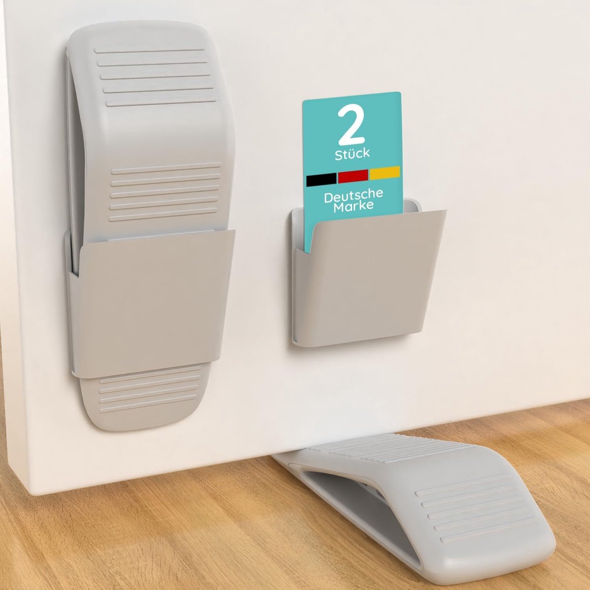 Thijox - Deurstopper Wigrubber Set van 2 - Zware Rubberen Deurstopper met Houder - Antislip Deurwig voor Alle Oppervlakken - Stabiel en Duurzaam voor