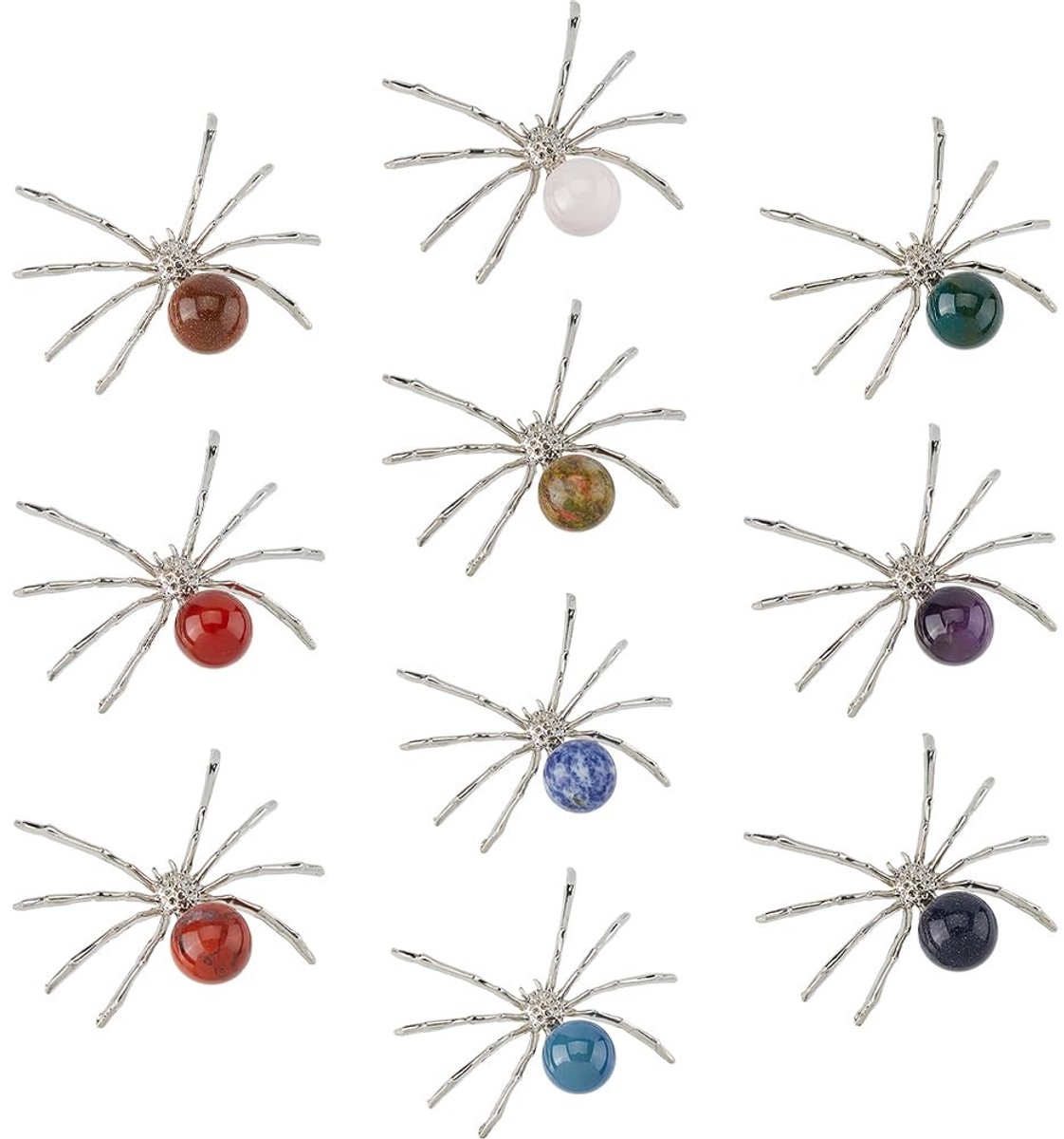 Dailygoods - Set van 10 Decoratieve Spinnenfiguren van Edelsteen voor Halloween